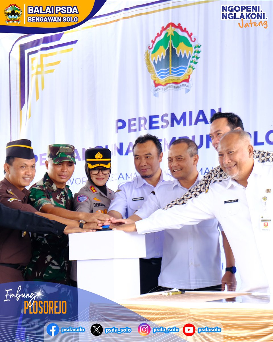 psda_solo's tweet photo. SRAGEN - Gubernur Jawa Tengah Bapak Ahmad Luthfi meresmikan Pembangunan Embung Plosorejo berlokasi di Desa Guworejo, Kec. Karangmalang, Kab. Sragen.
.
Diharapkan dapat bermanfaat sebagai penyediaan air baku di musim kemarau.
. 
@dpuprjateng
@dpusdatarujtg
.
#jawatengah  #sragen https://t.co/oSYZTsil92