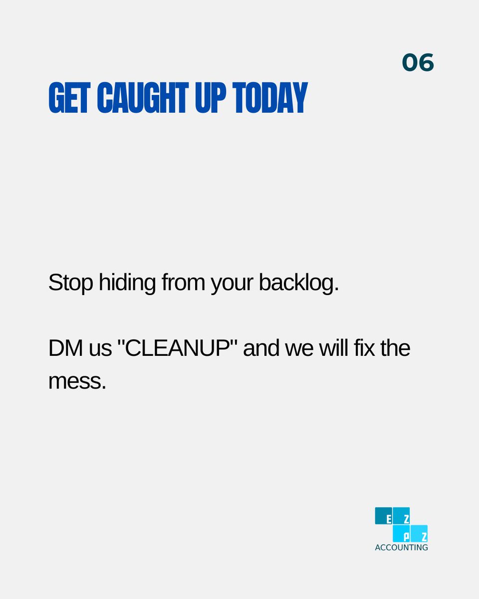 ezpzaccounting's tweet image. Months behind on your accounting? It is completely fixable. 📅 We specialize in financial rescue projects. 

We will organize your backlog, reconcile accounts, and bring records current quickly. Let us clean up the mess.
#cleanbooks #bookkeepinghelp #vegasaccountant