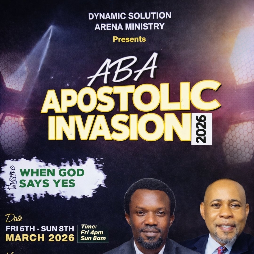 DynamicArena's tweet photo. ABA APOSTOLIC INVASION 2026 ||⛪Dynamic solution Arena Ministries 🌍 

Theme|| WHEN GOD SAYS YES https://t.co/Wkbj6MfM1M