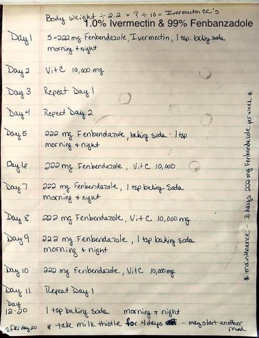 Yep!
I did a podcast on all the Cancer cures and remedies the AMA don’t want you to know about.

-Chlorine Dioxide
-Ivermectin/Fenbendazole, baking soda, Vitamin C.
-Frequency Machine (Royal Rife Frequency)
-IP6 &amp; Inositol
-Laetrile (B17, Apricot seeds)

Below is a Protocol for