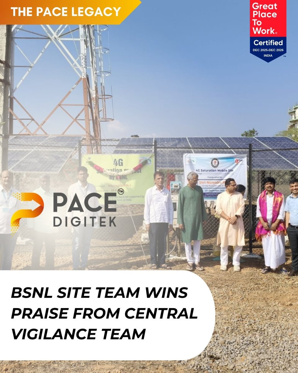 pacedigitek's tweet photo. Central Vigilance & CCA Andhra Pradesh have appreciated the BSNL 4G saturation site at Routhusuramala, Tirupati BA, where Pace Digitek supports onβground operationsβhelping connect previously uncovered villages under #DigitalIndia.
#PaceDigitek #BSNL #4GSaturation https://t.co/d3wqiBy0OZ