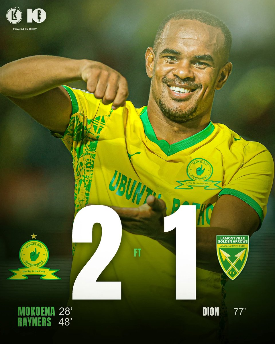WozaSport's tweet photo. Sundowns beat Golden Arrows 2–1 at Loftus. Goals from Mokoena and Rayners put them in control.

But discipline remains a concern. Jayden Adams saw red and Arrows pulled one back.

Their depth helps, but cards could still hurt them in the title race. ⚽
#PSL #BetwayPrem #Sundowns https://t.co/to3pYpjRdV