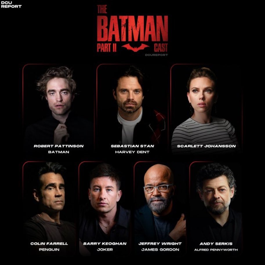 Matt Reeves’s The Batman Part II is reportedly set to begin filming on May 29 in London. 

Starring Robert Pattinson, Sebastian Stan, Scarlett Johansson, Barry Keoghan and more.

(Via: pagesix.com/2026/03/03/hol…)