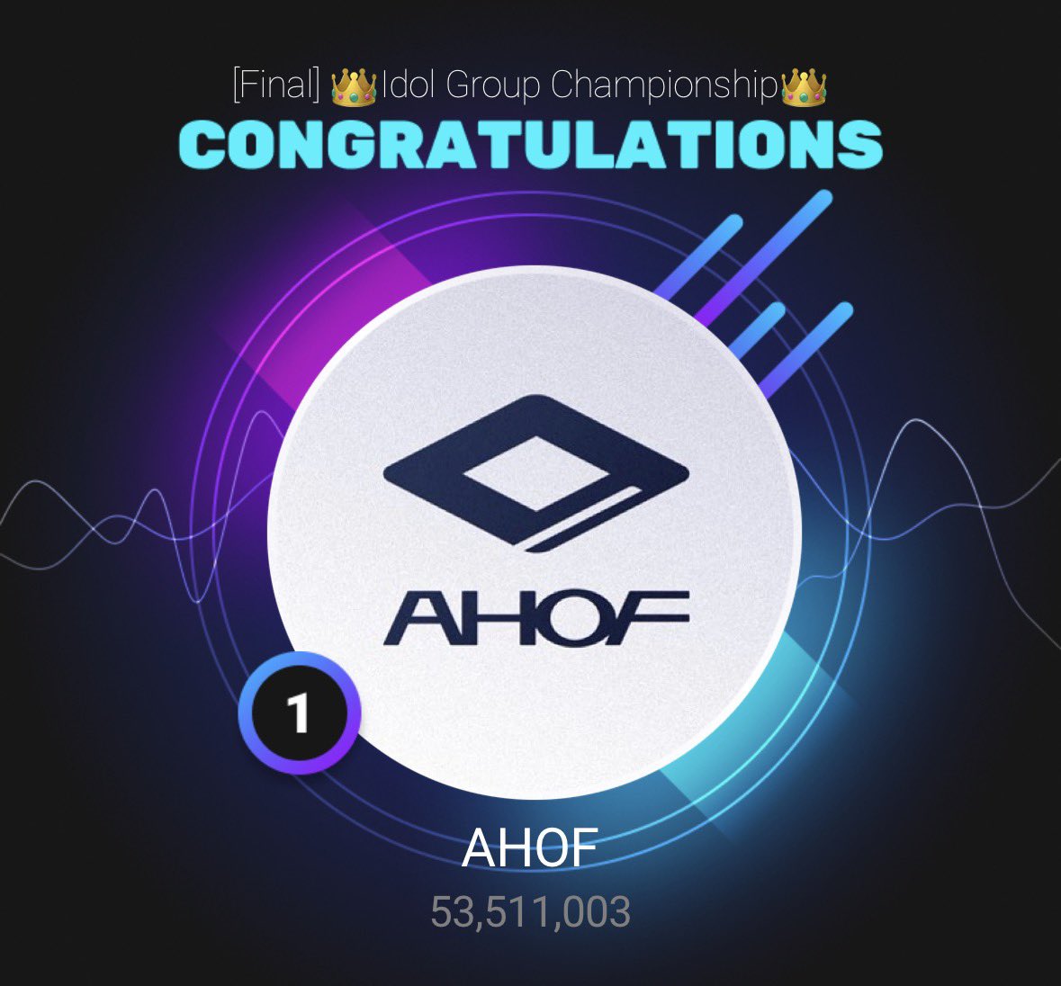 CONGRATULATIONS AHOF FOR WINNING THE IDOL GROUP CHAMPIONSHIP 🥳🏆 

#아홉 #AHOF
