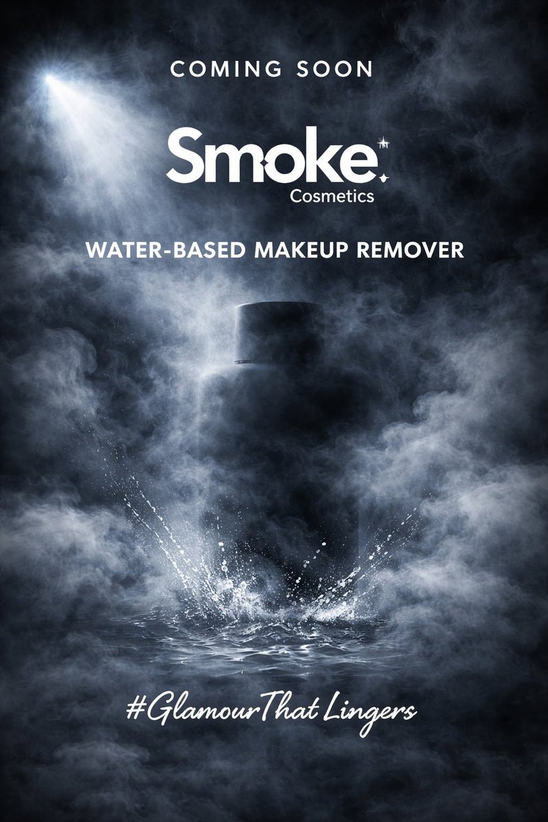 smokecosmetics's tweet photo. "✨ Something mysterious is brewing...  

COMING SOON: Our gentle Water-Based Makeup Remover – because your glam deserves a soft landing that lingers. 💨🖤  

#SmokeCosmetics #GlamourThatLingers #ComingSoon #MakeupRemover #CleanBeauty" https://t.co/07145S0pP4