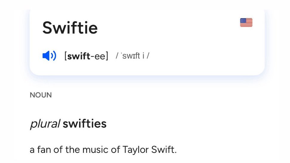 🚨 | ‘Swiftie’ has OFFICIALLY been added to the dictionary!

— It's the only fandom to be inducted in Dictionary history.