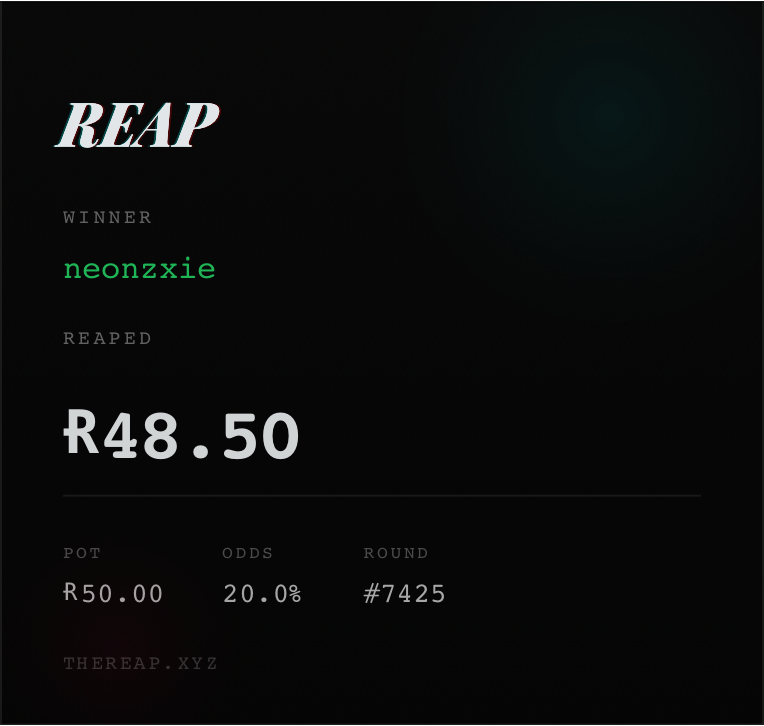 vhieemo's tweet photo. Shut the quack up and get reaped!

Just won Ɍ48.50 with 20.0% odds on @thereapxyz https://t.co/qa94yc6jiP