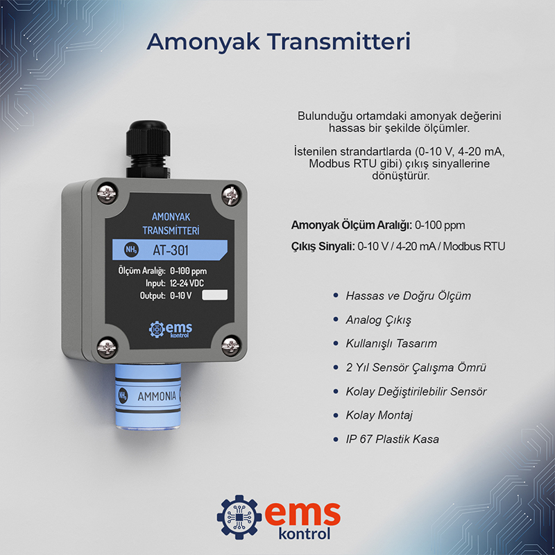 emskontrol's tweet photo. Amonyak de��erlerinizi hassas bir şekilde ölçümleyin.  #amonyak #transmitter #sensör #amonyaksensörü #gaz #amonyaktransmitteri #doğruölçüm #doğrukontrol #analogçıkış https://t.co/4AuzlIkoyC