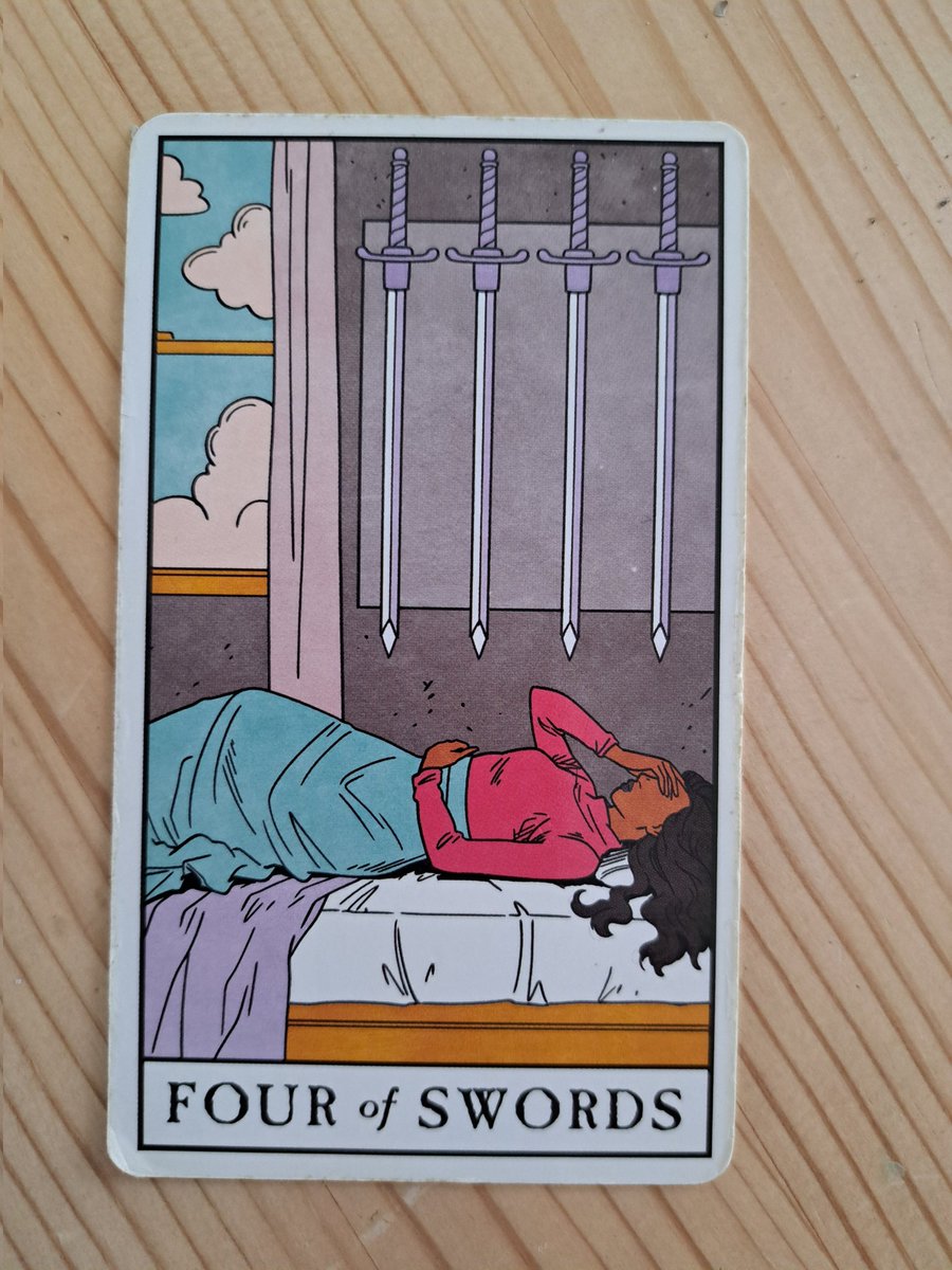 Laurajk32's tweet photo. Today's card is 4 of Swordsย
Rest whenever your mind and body prompt you to. Because if you keep ignoring the signs, the rest will be enforced.ย
#rest #noticethesignsย
#tarot #tarotmessage #LauraJK32 https://t.co/ZhpyPNvHuR
