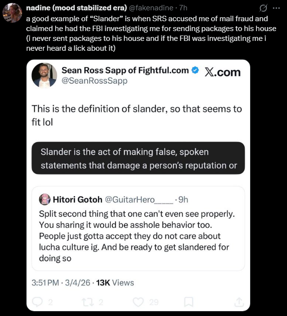 Sean Ross Sapp of Fightful.com tweet media