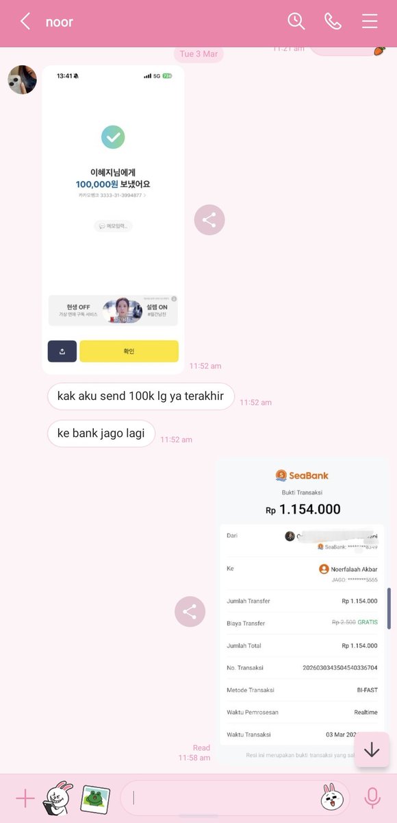 QprcWxyz's tweet photo. Help rt 

Dn line noor
Bank Jago
a/n Noerfalaah Akbar
108701285555

Plis siapapun yang kenal dia dm aku yaa, jadi awalnya dia minta tolong cv 300k won secara berkala, langsung aku proses kayak biasa. 

Cont~ https://t.co/UR7O0DEsio