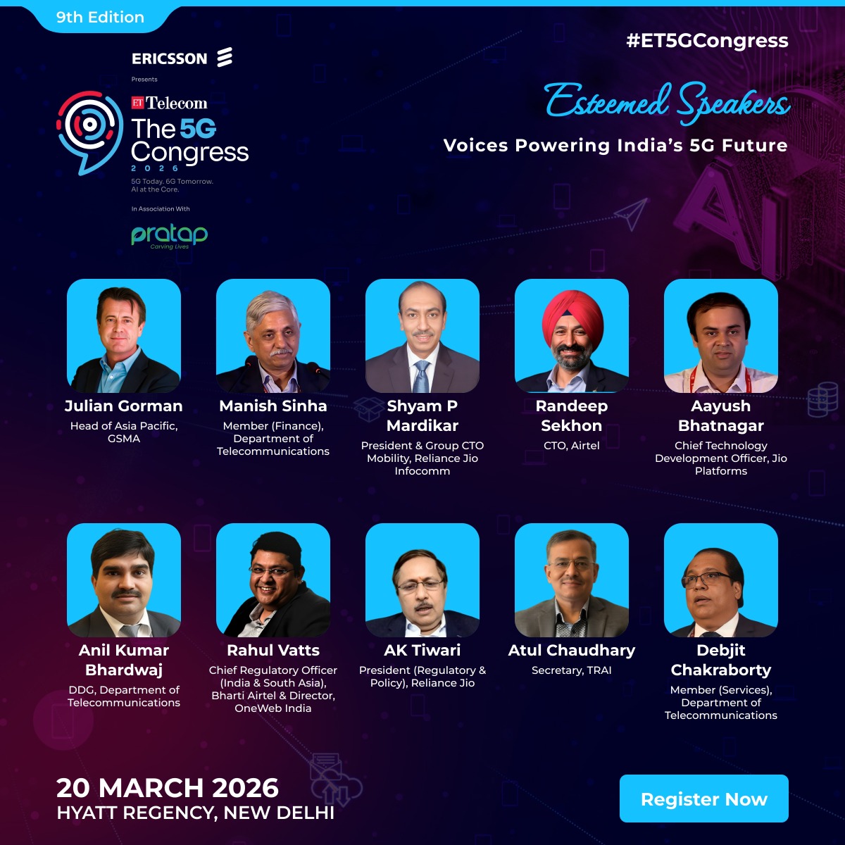 ETTelecom's tweet image. The future of connectivity takes centre stage at the 9th Edition of ET Telecom 5G Congress 2026, bringing together top voices from policy, telecom and technology.

Register now: telecom.economictimes.indiatimes.com/5g-congress?ag…

#ET5GCongress #5GCongress2026 #5GIndia #TelecomLeadership #NextGenNetworks