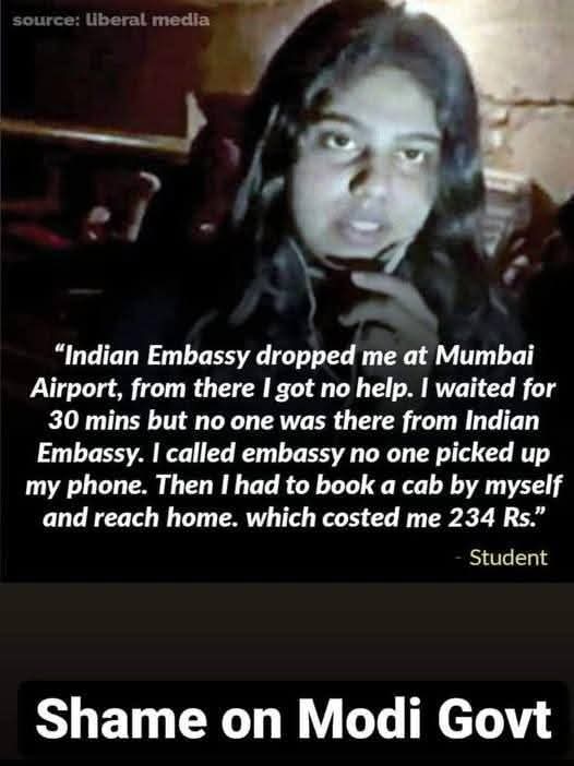 This  govt should stop spending public money on bringing back these ungrateful people from abroad. 
They contribute to neither country nor economy..
Now, now Mr Jaishankar didn't receive her, no Mercedes arranged for her. 
Stop pampering them, they don't deserve, it. Ungrateful
