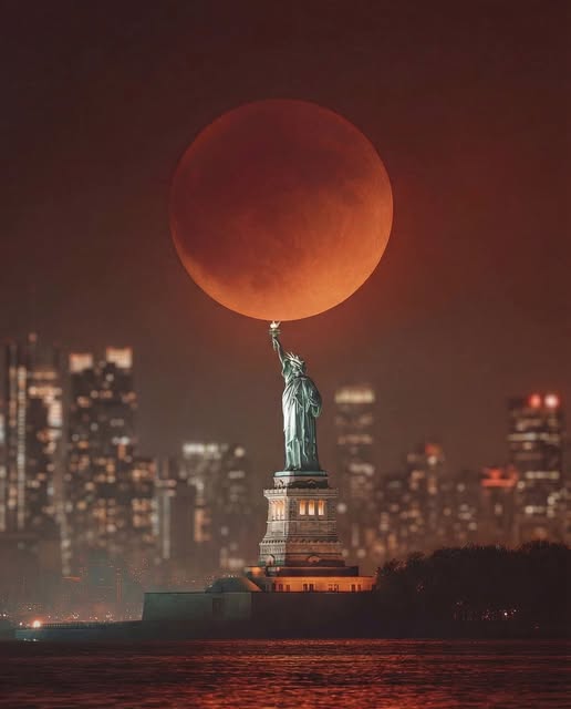 Recent Stunning Total Lunar Eclipse (Blood Moon) over New York😍 🗽🔴