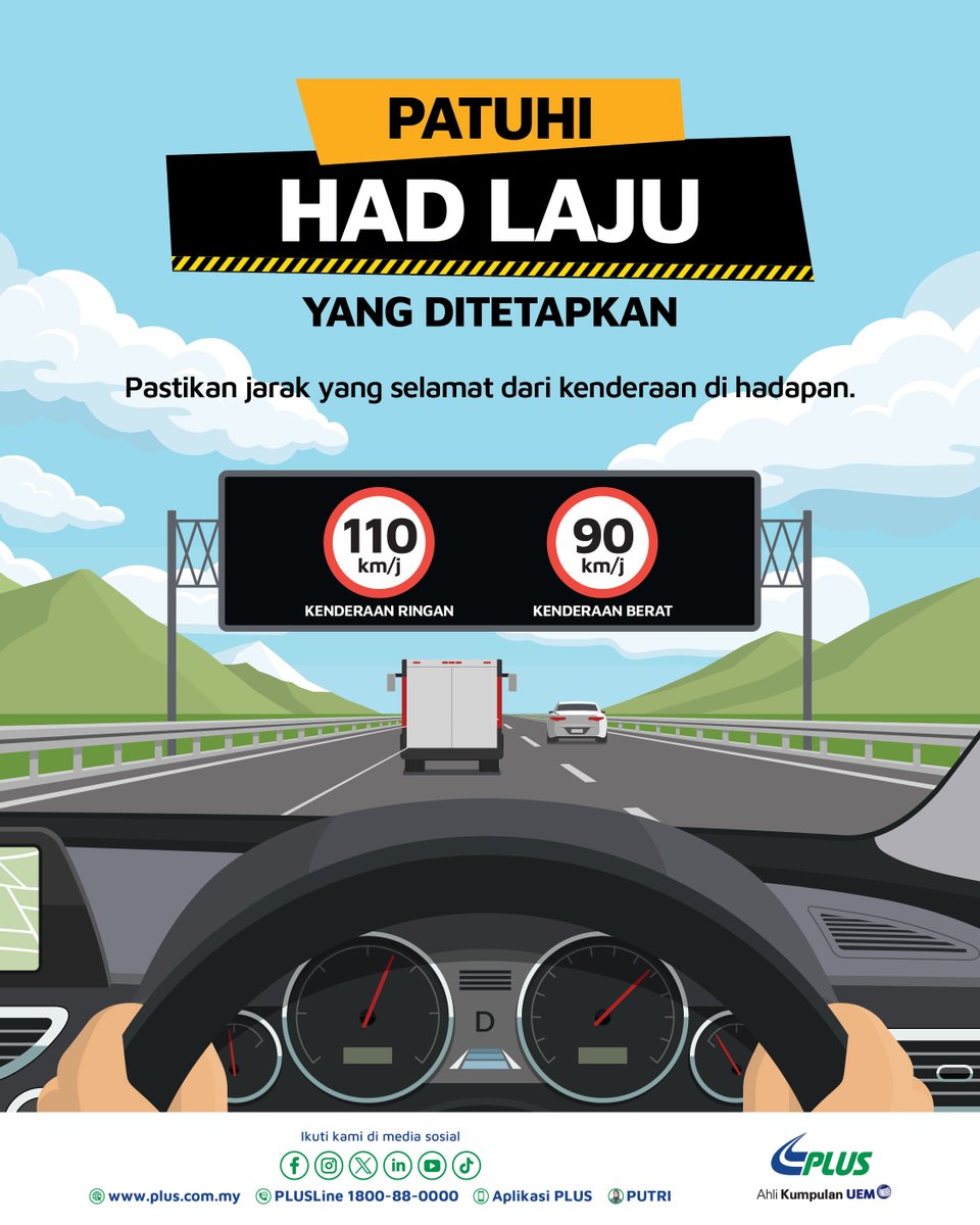 plus2u's tweet image. Kelajuan terkawal, risiko berkurang. 🚗

Pastikan anda mematuhi had laju dan kekalkan jarak selamat dari kenderaan di hadapan.

Ingat, yang tersayang menanti di destinasi. ❤️

#TipPerjalananSelamat #PLUS_Safety #PLUS_Comfort