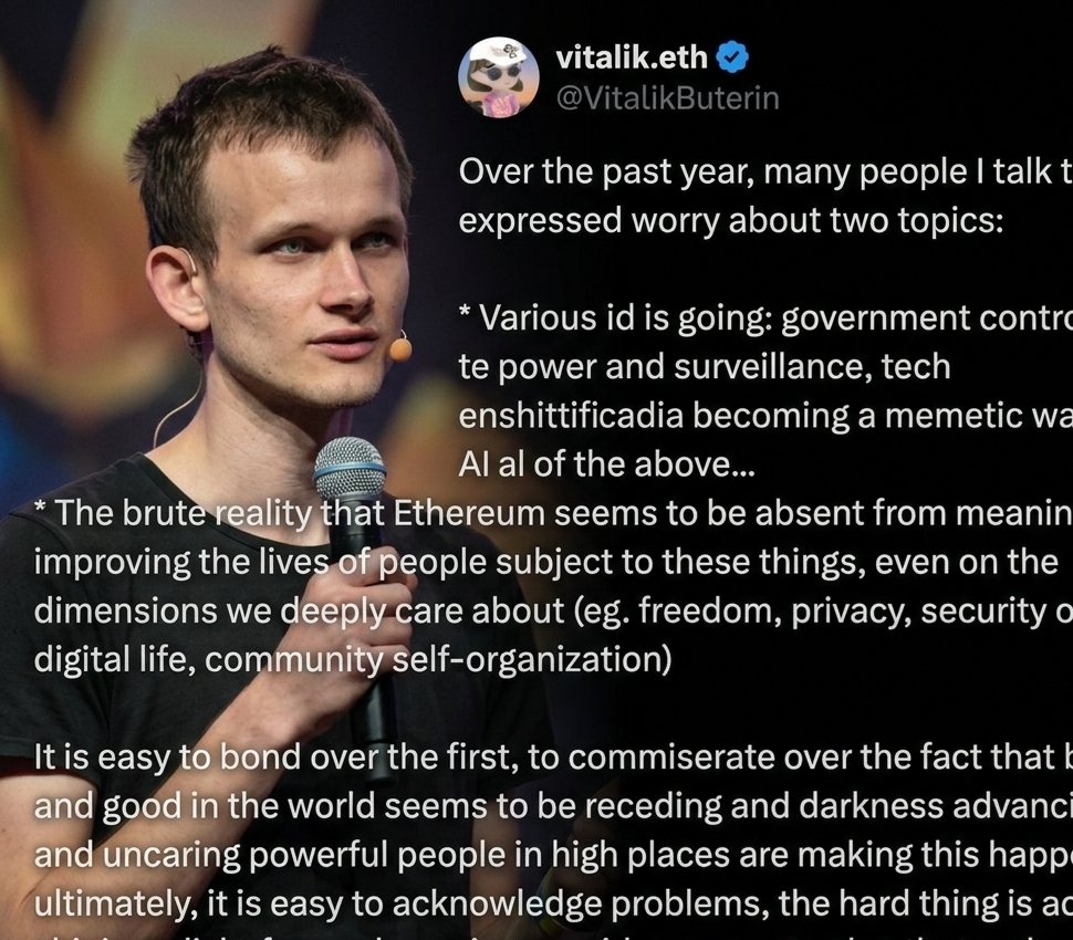 ETH_Daily's tweet photo. Vitalik Buterin: Build 'sanctuary technologies' — don't try to imitate Apple or Google.
In response to concerns about global surveillance, wars, corporate power, tech enshittification, and Ethereum's limited role beyond finance, Buterin acknowledged that Ethereum "cannot fix the world" and is the "wrong-shaped tool" for that.
Instead, he proposed reframing Ethereum as part of an ecosystem building "sanctuary technologies": free open-source tools that create resilient, ownerless digital spaces where people can live, work, communicate, manage risk, build wealth, and collaborate — protected from external pressures.
The goal is de-totalization and "digital islands of stability," not remaking the world in Ethereum's image. He explicitly said: "Do not try to be Apple or Google, seeing crypto as a tech sector that enables efficiency or shininess."