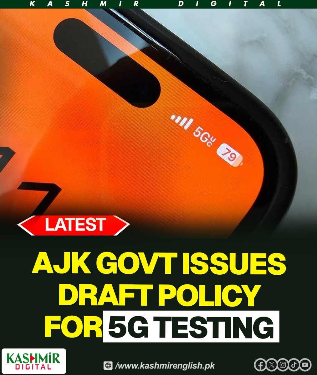 KashmirDigital1's tweet photo. AJK govt issues draft policy for 5G testing.
To read more visit https://t.co/5Izd1TXMpy
#5Gtesting #Kashmirdigtal https://t.co/C59wYEZmRG