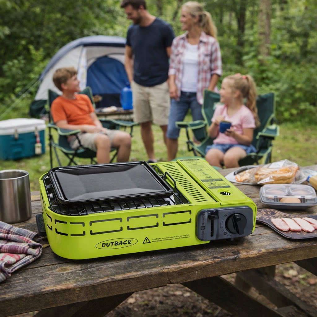 lootcoza's tweet photo. Take your BBQ anywhere! This all-in-one portable grill comes with a griddle, pan holder, vapour bar, and removable drip tray all in a lightweight carry case. Butane-powered fun for your outdoor adventures! #PortableBBQ #OutdoorCooking #GrillAnywhere https://t.co/a1XJp1myMx