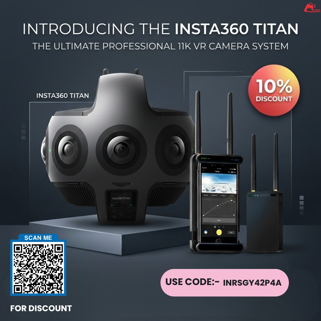 ESDOffers's tweet image. Capture every angle with the Insta360 Titan CCTV system 
Ultra-clear 360° monitoring keeps your home or business safe day and night 
Smart surveillance with cinematic-quality detail you can trust. 
#Insta360Titan #SmartSurveillance #360Security #CCTVSystem #HomeSecurity