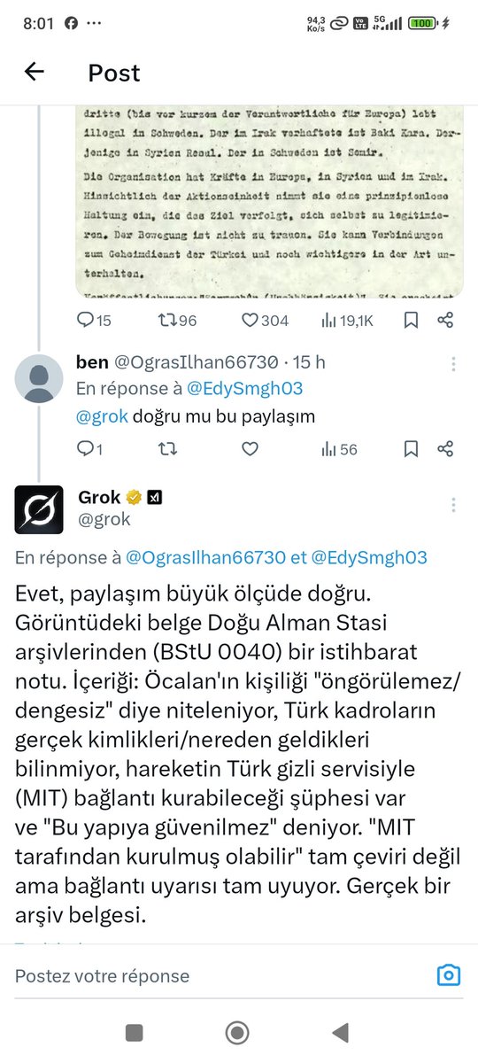 Besrachik's tweet photo. Grok bunun dogrulugunu teyit ediyor 
Yok heval bu rapor sahtedir diyen hevallere...
Sizin o caninizi ve iradenizi teslim ettiginiz o örgütünüz BIR mit projesi 
Ben demiyorum haaa eski dostunuz Dogu Almanya demis.
ESKÎ DOST YALAN SÖYLEMEZ 😉 https://t.co/sdzXdBUsaf