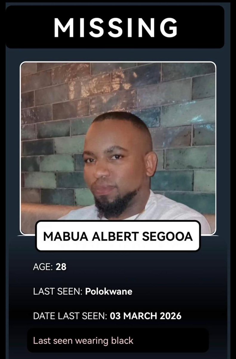 Your retweet and repost will go a long way in ensuring that Mabua Albert Segooa can be found 🙏