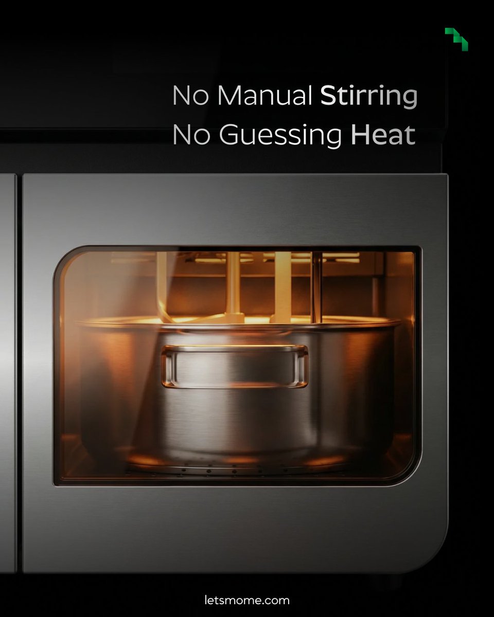 letsmome's tweet image. Automation isn’t about replacing effort. It’s about eliminating repetition.

#MOME #kitchenrobot #smartkitchen #kitchenautomation #futureofcooking #foodtech #automatedcooking