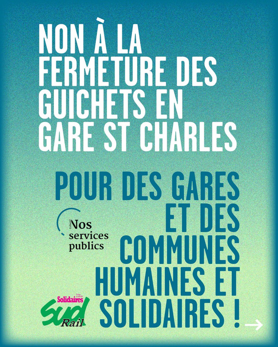 Fede_SUD_Rail's tweet photo. 🚨 Avec  @nosservicespub, nous nous mobiliserons demain à #Marseille devant la gare St Charles.

🔴 STOP à la casse des services #publics ! 

🟢 OUI à des #gares et des communes humaines et solidaires. 

#municipales #ferroviaire @GroupeSNCF https://t.co/f2SDO4J9Sk