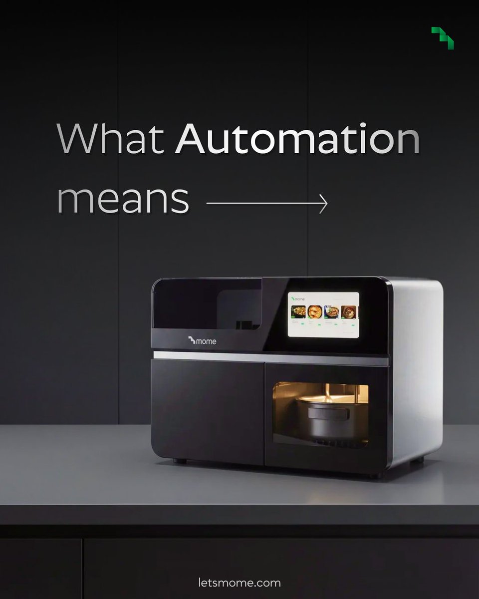 letsmome's tweet image. Automation isn’t about replacing effort. It’s about eliminating repetition.

#MOME #kitchenrobot #smartkitchen #kitchenautomation #futureofcooking #foodtech #automatedcooking