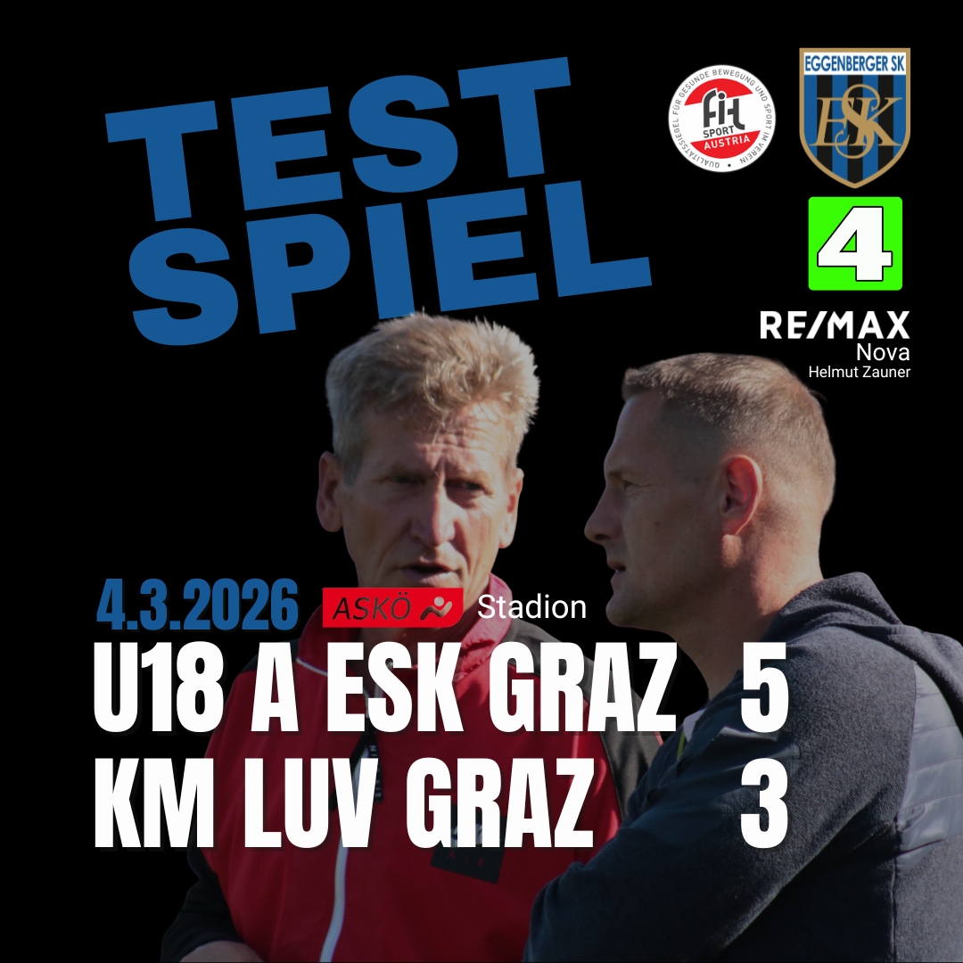 U18 mit starkem Statement!
Am 4.3.2026 holte sich der ESK Graz im Testspiel gegen die Kampfmannschaft des LUV Graz einen 5:3‑Sieg!