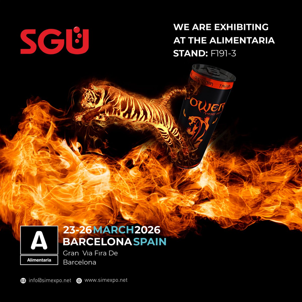 23-26 Mart 2026 tarihleri arasında İspanya'nın Barselona kentinde düzenlenecek olan Alimentaria &amp; Hostelco Fuarı'nda, SGU -SAĞLIKLI GIDA ÜRÜNLERİ , 2026 yılı için  yerini almıştır. #alimentariabarcelona2026 #sgu