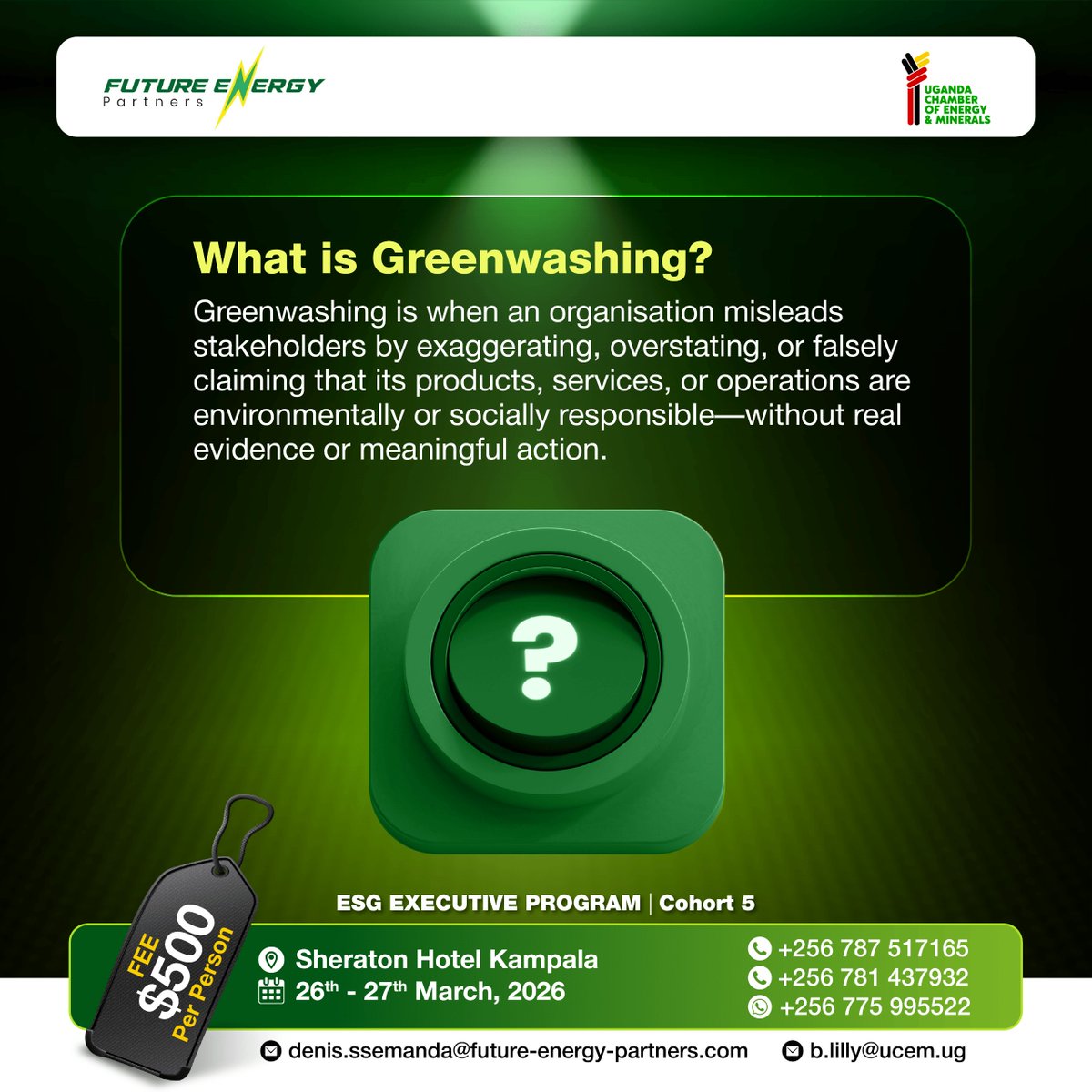FutureEnergyPa1's tweet photo. #ESGUPDATE
Greenwashing is no longer a PR risk - it’s a governance failure.
As ESG expectations rise, organizations must move beyond claims to credible strategy, measurable impact, and transparent reporting.
This will be a key conversation at the upcoming ESG Executive Program https://t.co/RIX0KvvE3J