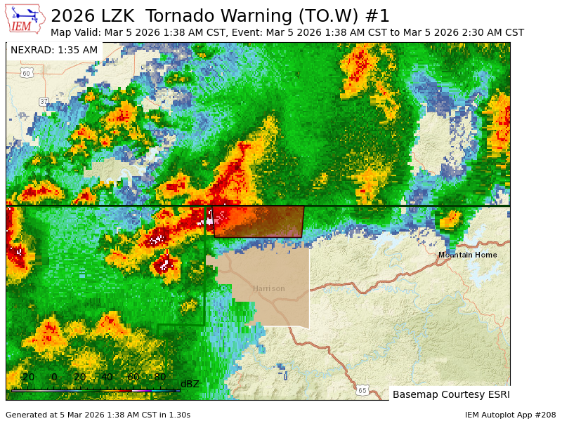 LZK issues Tornado Warning [tornado: RADAR INDICATED, hail: 0.00 IN] for Boone [AR] till 2:30 AM CST mesonet.agron.iastate.edu/vtec/f/2026-O-…
