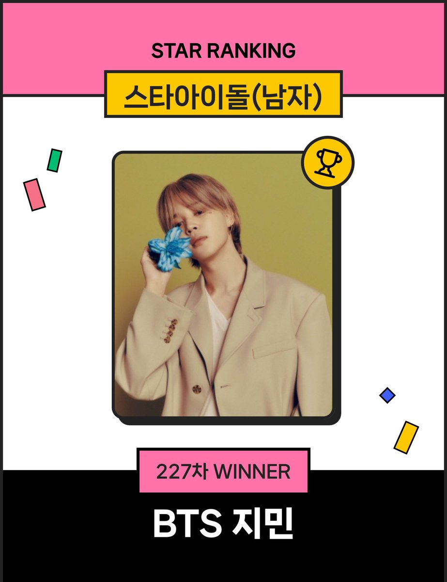 🏆🗳スター🌟アイドルランキング227週 227週目もジミンちゃんが1位を