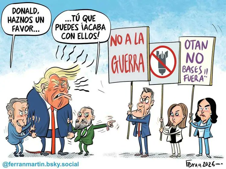 Traidores y fascistas.
Feijóo y Abascal lacayos de Trump.