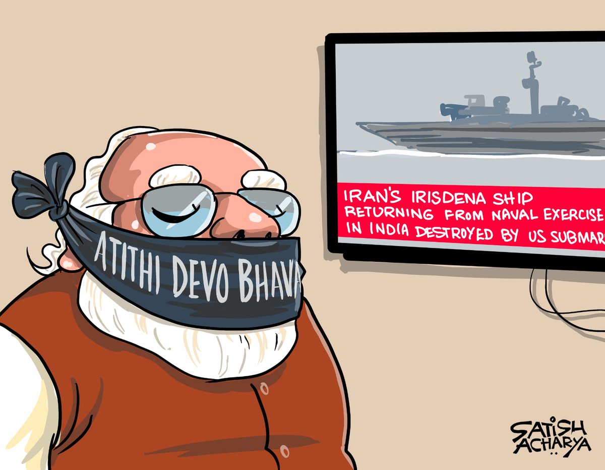 DrSubair_Khan's tweet image. “Atithi Devo Bhava” at home.
Mute when the US sinks the guest at sea.

Shamefully strange!

#SelectiveDiplomacy
#Vishwaguru
#ModiFails