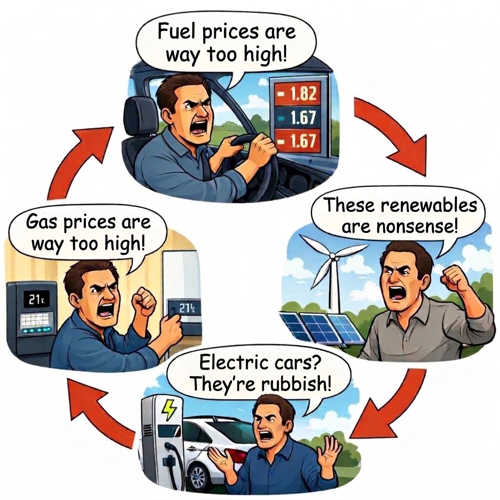 Driving a fossil car sounds pretty stressful with those oil shortages every year or two