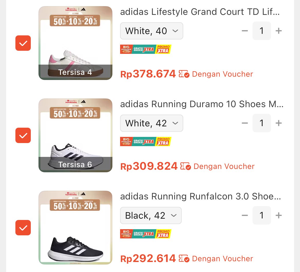 berburushopee's tweet photo. WOI ADIDAS LAGI DISKON GILA-GILAAN DI SHOPEE… ini jatohnya murah gasih guys?😭 https://t.co/0V9vb3SPLY