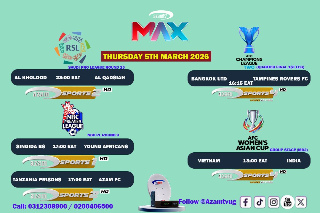 Azamtv_ug's tweet image. Today on #Azamtv
Game day Live on #Azam_Sports HD
#MoreAction #Followyourstars
