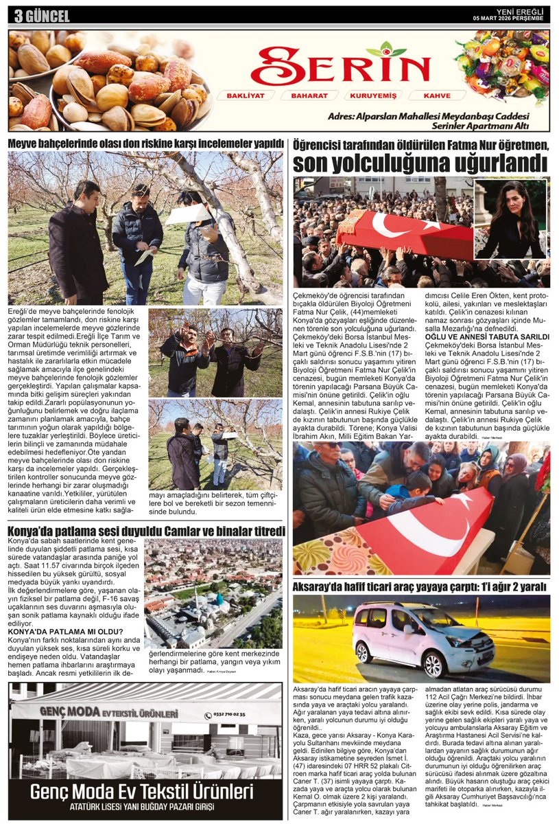 05 MART 2026 TARİHLİ YENİ EREĞLİ GAZETESİ