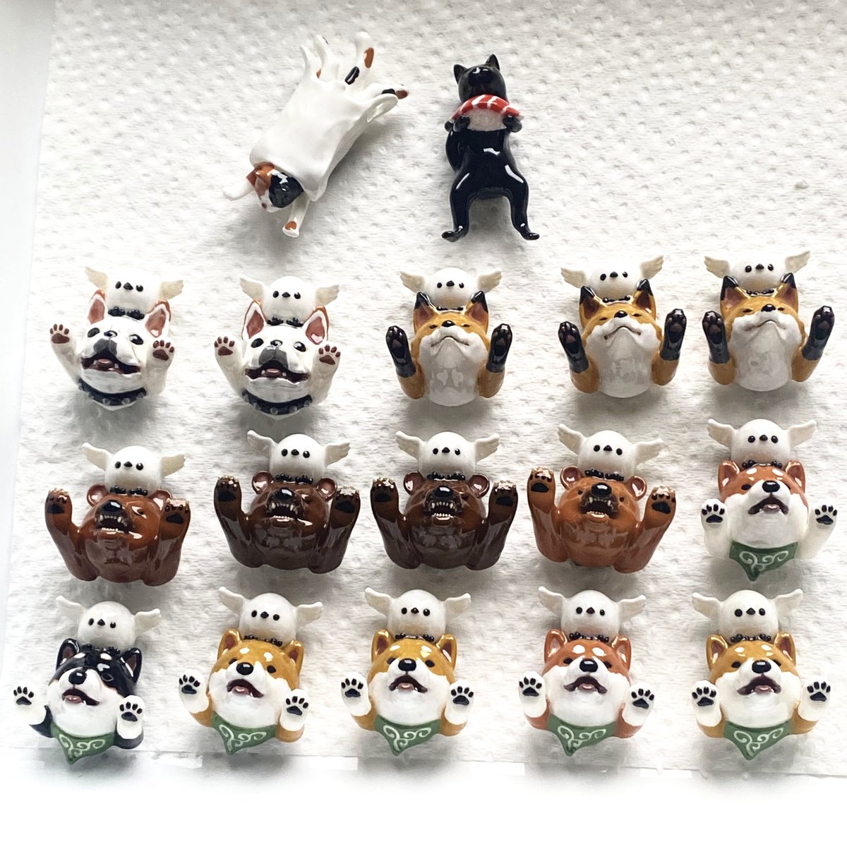 マグネット】 結局最初に作った3種類、シバ、クマ、キツネのあたりが