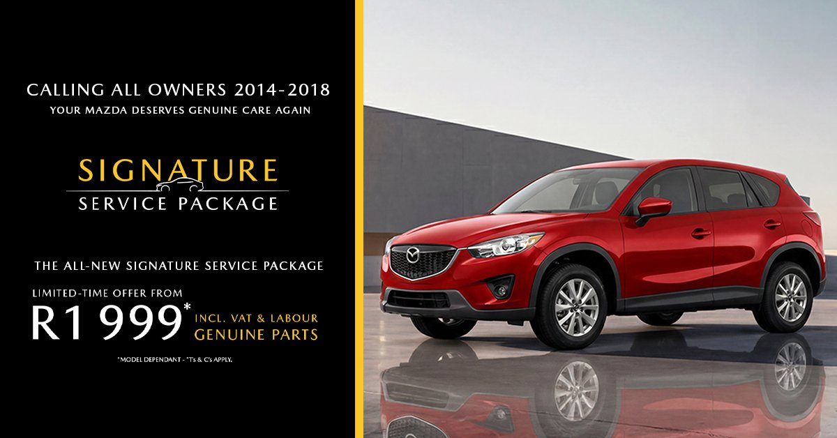 Mazda_SA's tweet image. Introducing a premium service package designed to keep your 2014 to 2018 Mazda running smoothly.

From R1 999 including labour.

Order your package here today: bit.ly/signature-serv…

Ts&amp;amp;Cs Apply, offer is model dependant.

#LimitedTimeOffer #MazdaSignatureService