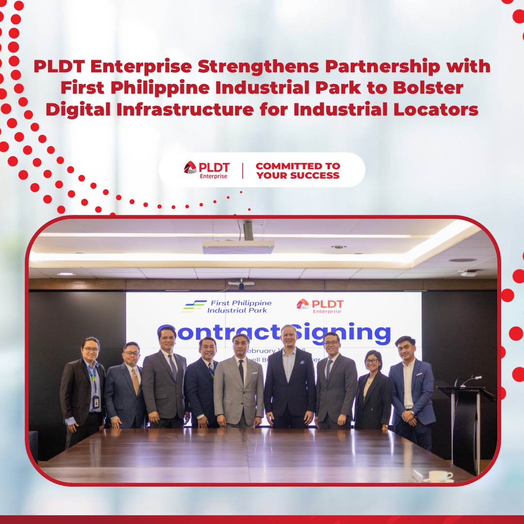 PLDTEnterprise's tweet photo. PLDT Enterprise expands its partnership with First Philippine Industrial Park (FPIP) to support more locators with reliable connectivity and digital solutions.

Read more: https://t.co/hqnVaC4ier

#CommittedToYourSuccess https://t.co/HwZCav8obQ
