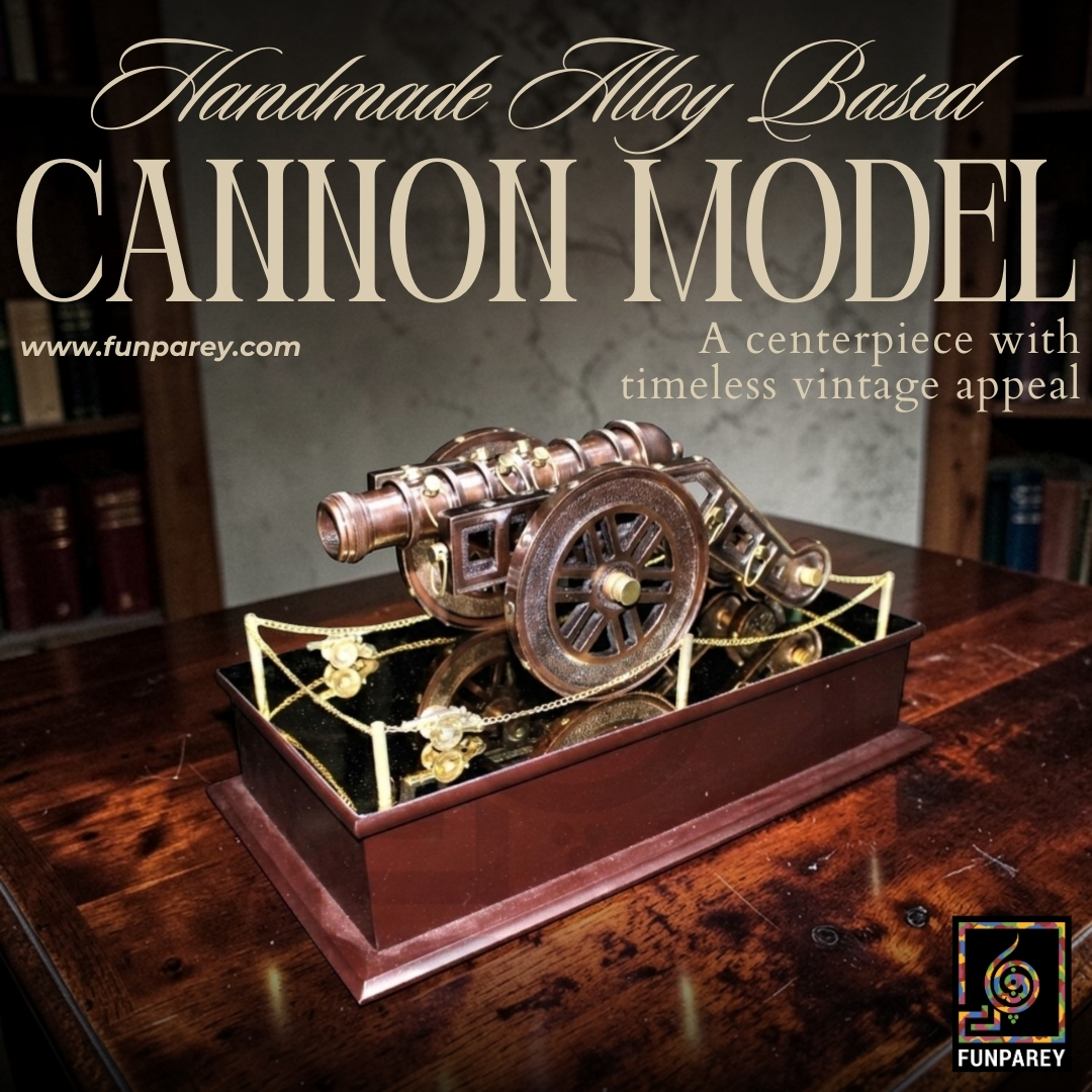Funparey's tweet image. A classic of military decor. 16" Alloy Napoleon Cannon on an 18" wooden base. Features authentic metal place holders for a vintage enclosure look. 

Order yours here: funparey.com/product/handma… 

#Funparey #HandmadeAlloyBasedCannonModel