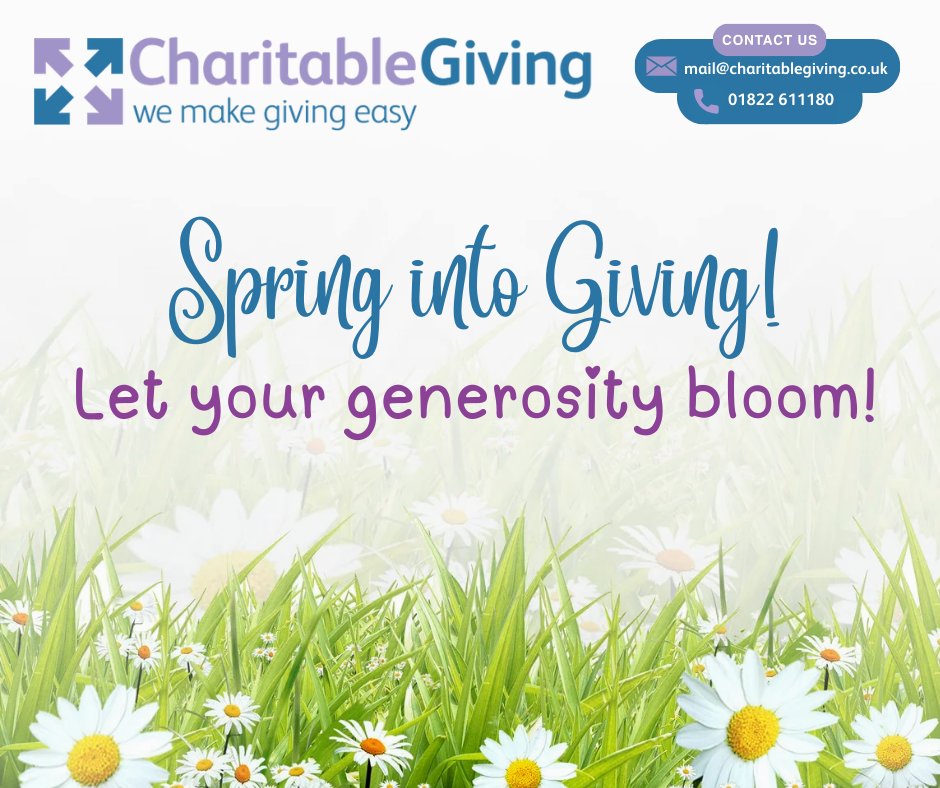 CharitbleGiving's tweet image. Spring into giving &amp;amp; let your generosity bloom!  A small regular donation can make a BIG impact to the charities you love! #ContactUs to find out how you can #MakeADifference every payday via #PayrollGiving Email mail@charitablegiving.co.uk or call 01822 611180 #CharitableGiving