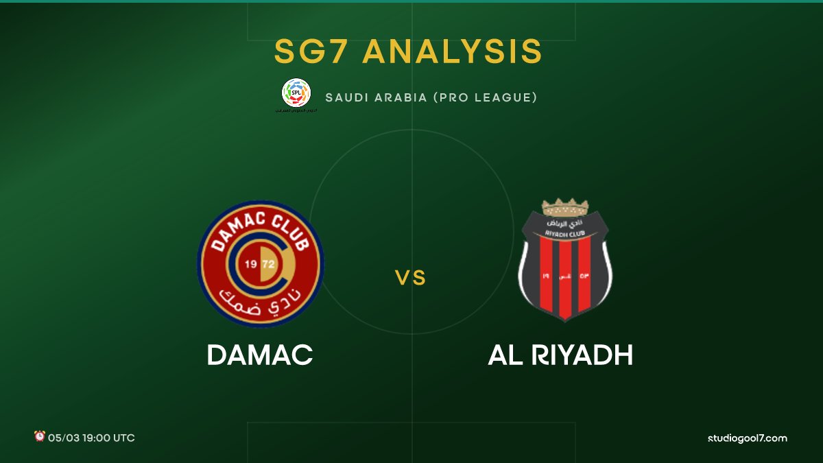 StudioGool7's tweet image. 🔥 Damac vs Al Riyadh
🏟️ Saudi Arabia (Pro League) | ⏰ 05/03 19:00 UTC | 📊 65%
📖 Full analysis 👇
studiogool7.com/analysis/14361…

#DAMALR #SaudiArabiaProLeague #StudioGool7 #FootballStats