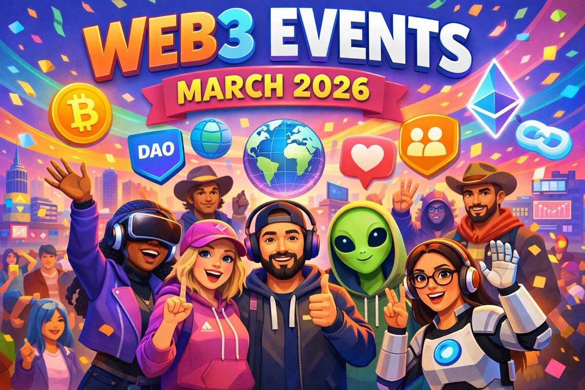March is packed with Web3 events, 
Web3 are not just conferences but
they are signals where the industry is heading.

Watch the narratives :
🔸AI + Web3
🔸Real World Assets (RWA)
🔸Institutional crypto adoption
🔸On-chain finance

The trillion dollar market may start from