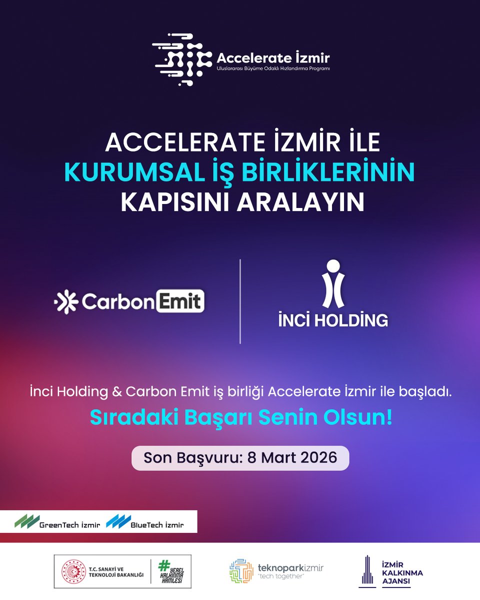 Accelerate İzmir ile kurumsal iş birliklerinin kapısını aralıyoruz.

4. dönem Accelerate İzmir Demo Day'de bir araya gelen Carbon Emit ve İnci Holding, sürdürülebilirlik odağında önemli bir iş birliğine imza attı.