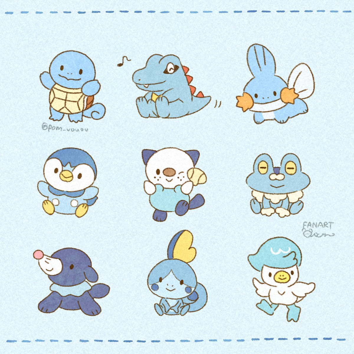 ミズゴロウ ,ミジュマル ,ポッチャマ ,アシマリ ,ゼニガメ 「遅ればせ 