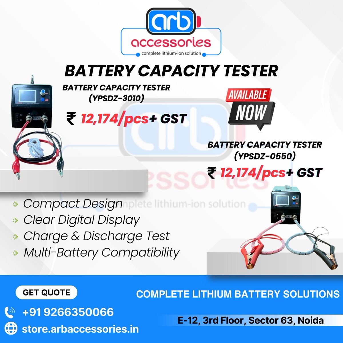 arb_ltd's tweet photo. π¬ Battery Capacity Testers β Accurate Measurement. Reliable Performance.
πΉ Battery Capacity Tester (YPSDZ-800-1000)
πΉ Battery Capacity Tester (YPSDZ-0550-4)
π Available at ARB Accessories
π https://t.co/yYvva4cICi
#ARBAccessories #BatteryTester #CapacityTester https://t.co/INWTiNgRft