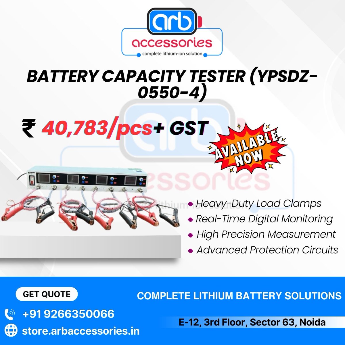 🔬 Battery Capacity Testers – Accurate Measurement. Reliable Performance.

🔹 Battery Capacity Tester (YPSDZ-800-1000)

🔹 Battery Capacity Tester (YPSDZ-0550-4)

🛒 Available at ARB Accessories
🌐 store.arbaccessories.in/category/batte…

#ARBAccessories #BatteryTester #CapacityTester